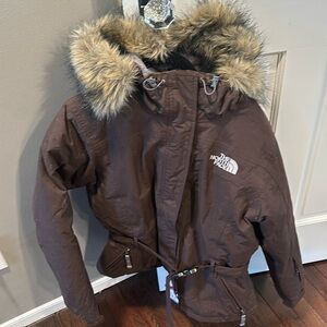 The North Face Brown Fur Hooded Jacket
